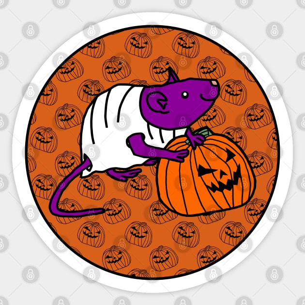 Halloween Horror Rat Orange Round Sticker by ellenhenryart
